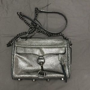 Mini M.A.C. Rebecca Minkoff charcoal metallic gunmetal crossbody purse